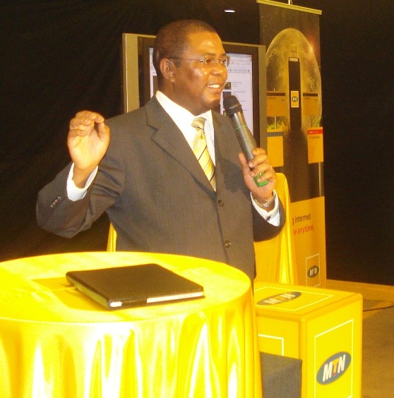 MTN Uganda CEO Themba Kumhalo addressing press earlier in the year (FILE PHOTO)