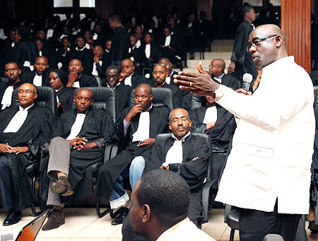 High Court president, Johnstone Busingye, trains lawyers in using EFS