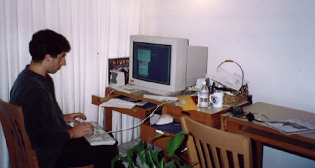 Inside Google’s first office, also known as Larry and Sergey’s Stanford dorm rooms. They had to find alternative arrangements when the Stanford IT department complained they were sucking up all the bandwidth.