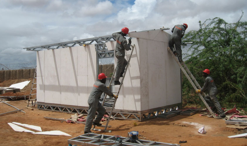 Solar Classroom under construction in Dadaab Kenya - World's Largest Refugee Camp. Photo by Martin Muckle