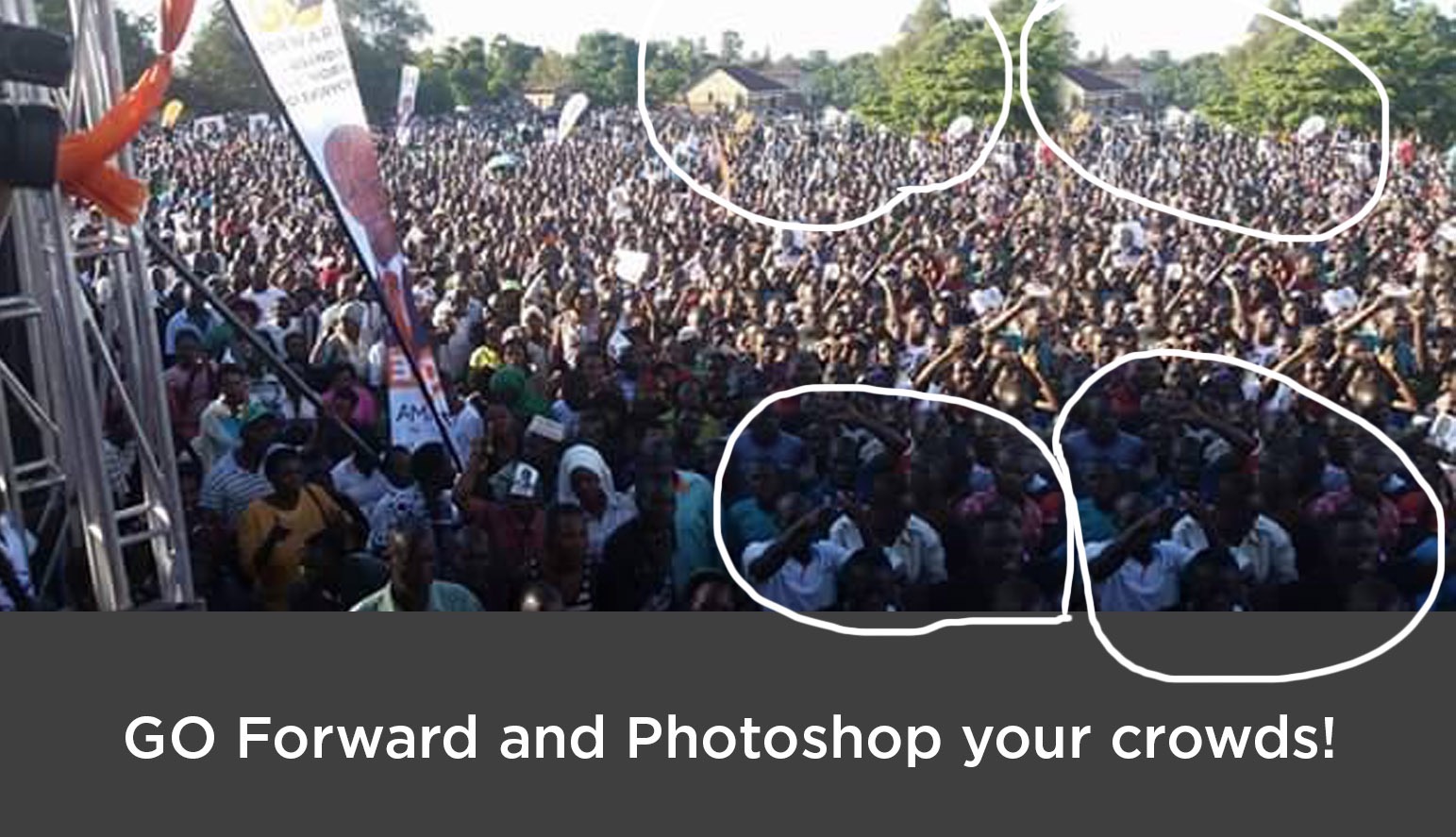 Social media is awash with "Photoshopped" photos of crowds, but with a keen eye you can be able to identify the fakes, like this one.