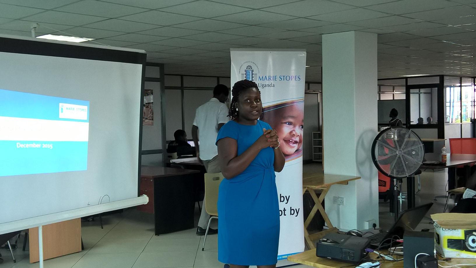 Hive Colab Director, Barbra Birungi welcoming guests at the launch of the Challenge.