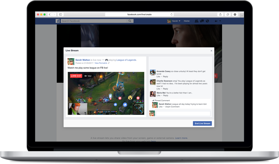 The Facebook Live for Desktop/Laptops makes it easier than ever to stream your PC gameplay to friends and followers and engage with them while you play. Image Credit: Facebook Newsroom