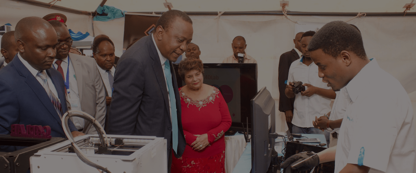 President Uhuru Kenyatta tours some of the exhibitors at the 3rd annual Nairobi Innovation Week in Kenya last year. (Photo Credit: NIW)