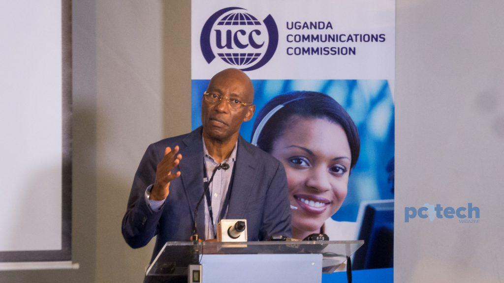 Godfrey Mutabazi, Executive Director of the Uganda Communications Commission speaking at the launch of the pilot project for remote broadband connectivity in rural areas of Uganda on Friday 4th, May 2018.
