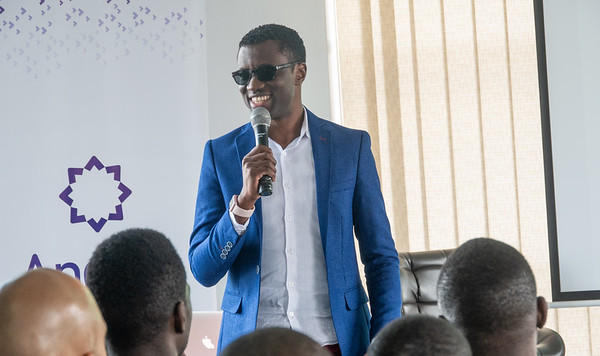 Elijah Kitaka, Co-Founder and CEO of Fezah keynotes at the first Andela Developers Conference hosted by Andela Uganda at their head offices in Bukoto on Saturday 28th, July 2018.