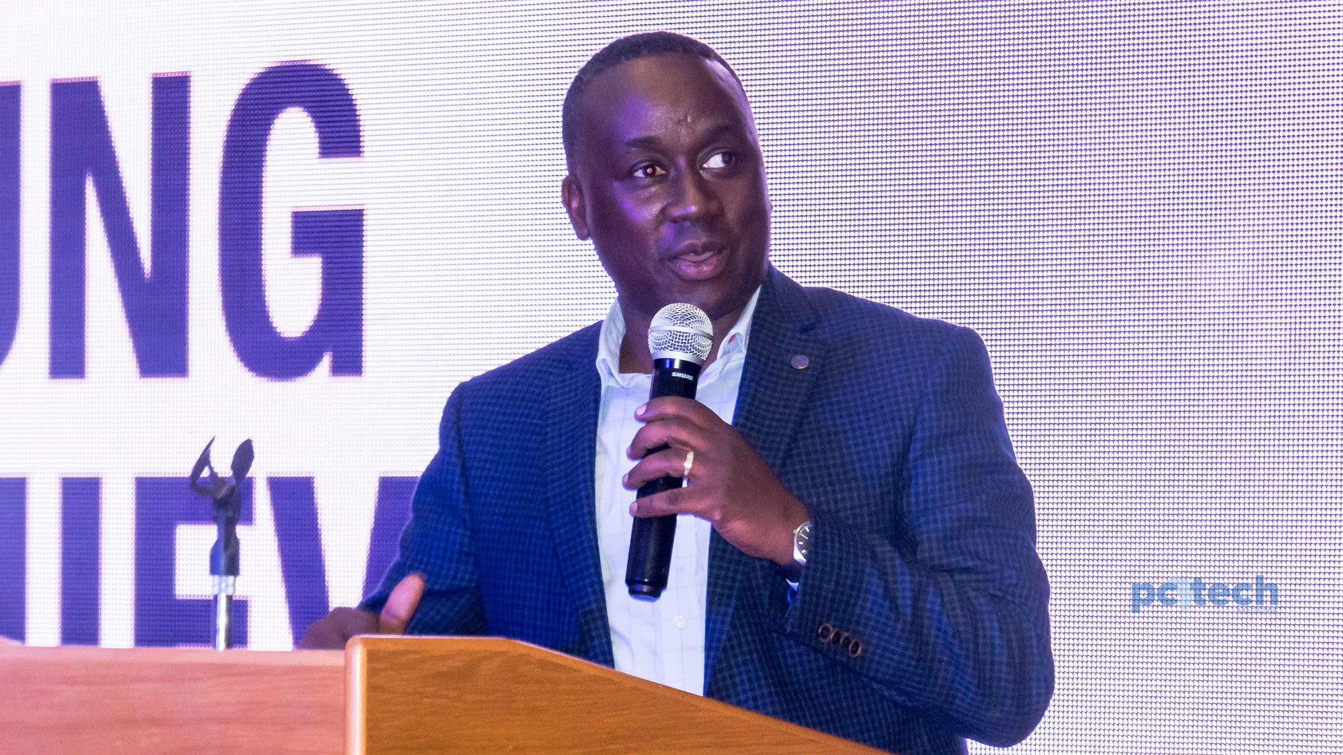 Awel Uwihanganye, Founder of the Young Achievers Awards, speaks during the unveiling of the 2018 nominees of the Young Achievers Awards at the Kampala Serena Hotel on Wednesday 1st, August 2018.