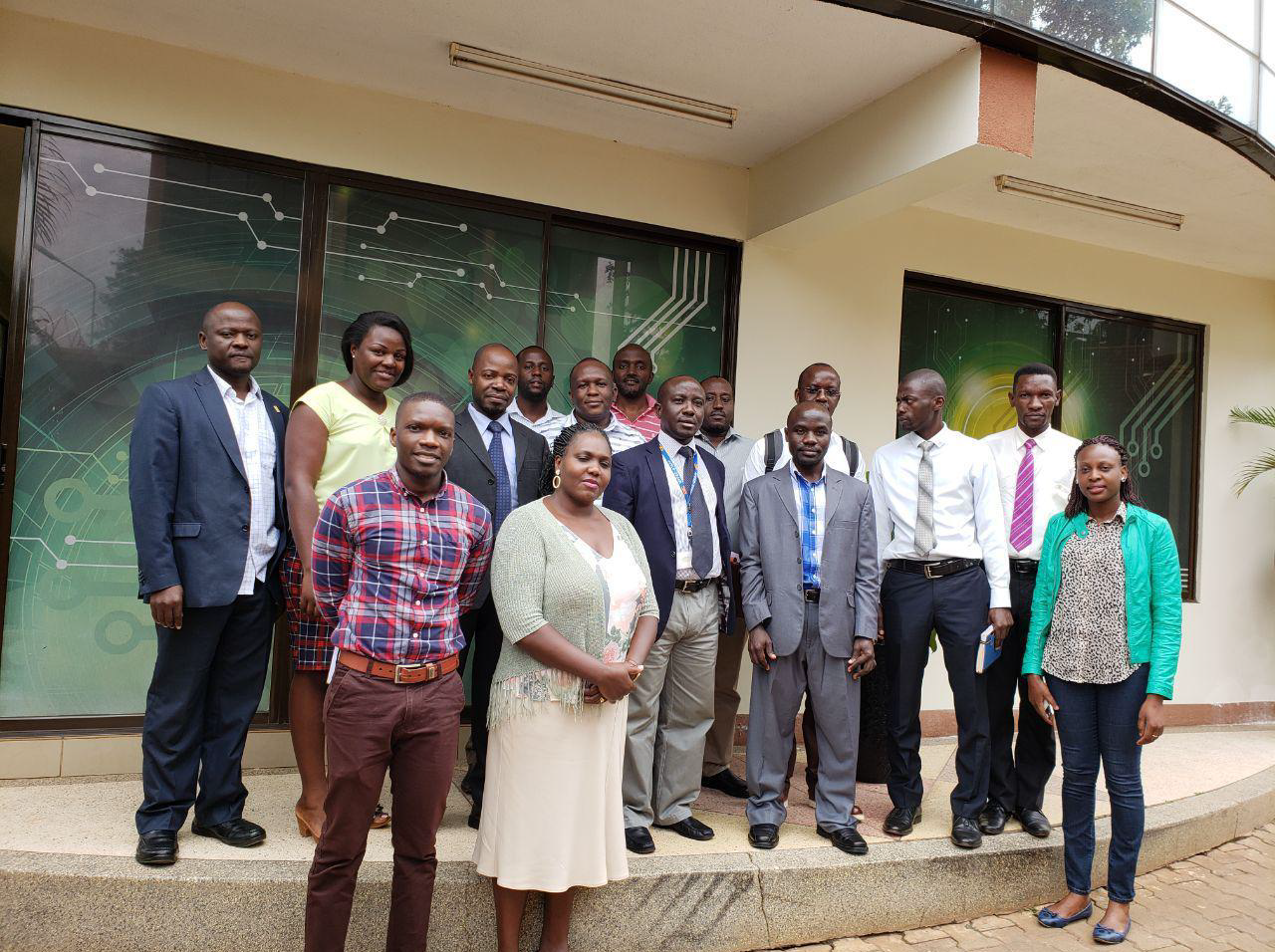 Officials from the pilot entities pose for a picture at the NITA-U offices on Friday 24th, August 2018.