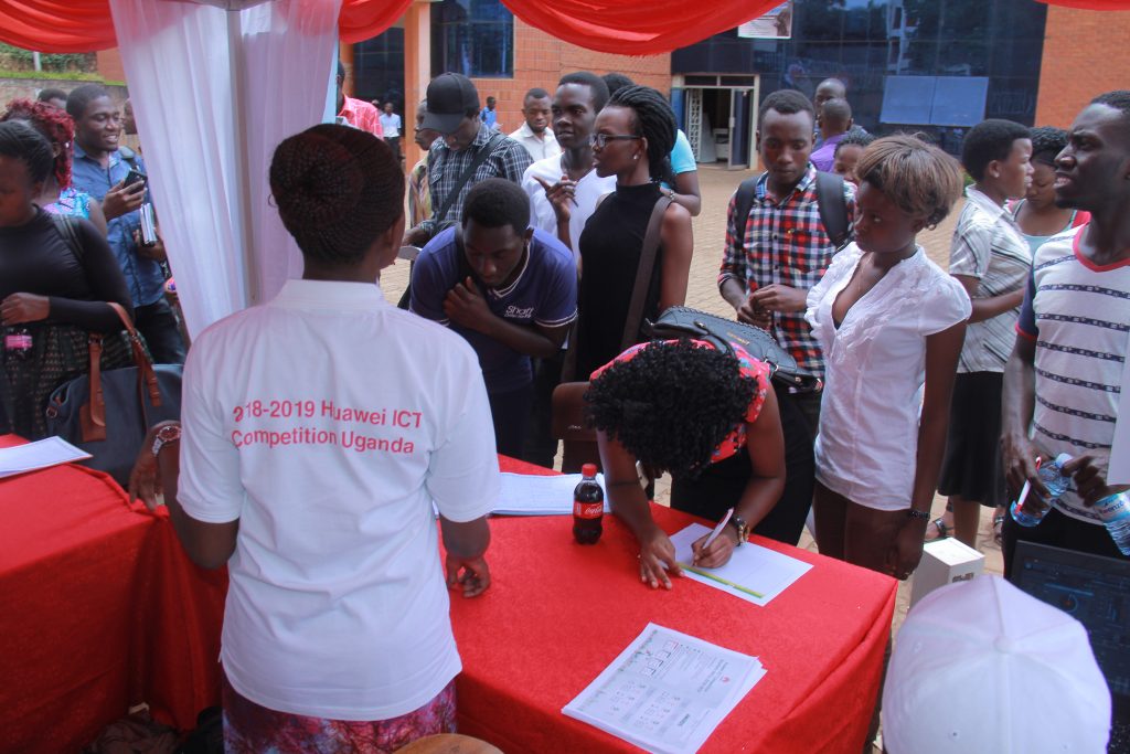 Makerere University students registering for Huawei's Global ICT Skills Competition.