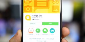 Pictured a user browsing through the Google Allo app for Android on Google Play Store. (Photo Credit: 9to5google)