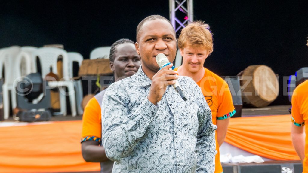 Ronald Amanyire, Secretary at National Road Safety Council — a body under the Ministry of Roads and Works speaking at the Safeboda bi-annual party at the Lugogo Cricket Oval in Kampala on Sunday 27th, January 2018.
