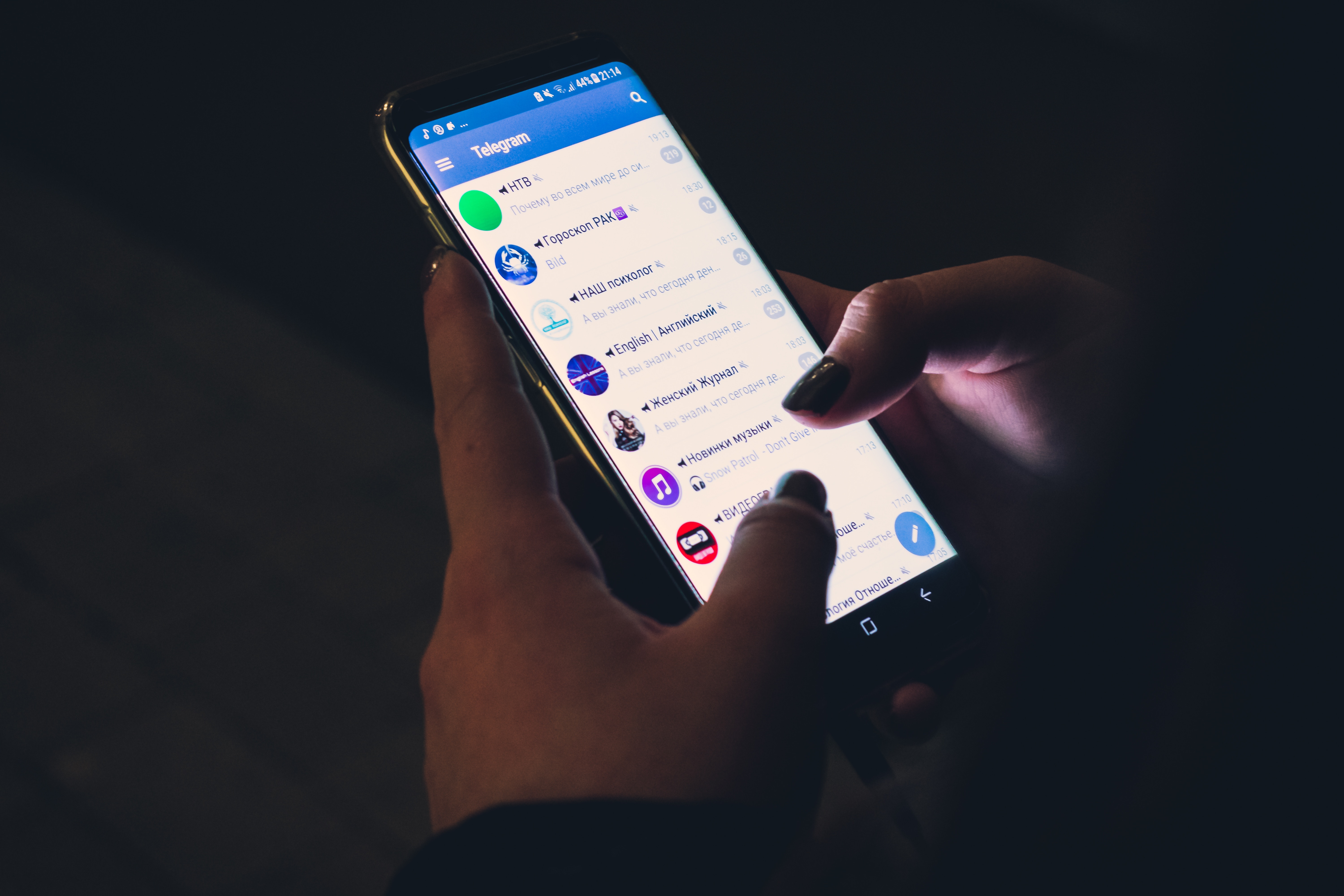 A person pictured using the Telegram application. (Photo by Christian Wiediger on Unsplash)