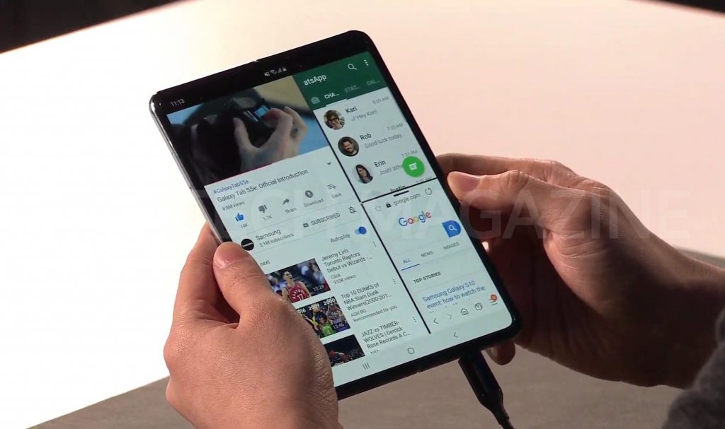 The Samsung Galaxy Fold was the first to be unveiled at the Galaxy S10 unpacked event in San Francisco on Feb. 20th, 2019 — becomes the company's first foldable phone | Photo by : PC TECH MAGAZINE/Olupot Nathan Ernest.