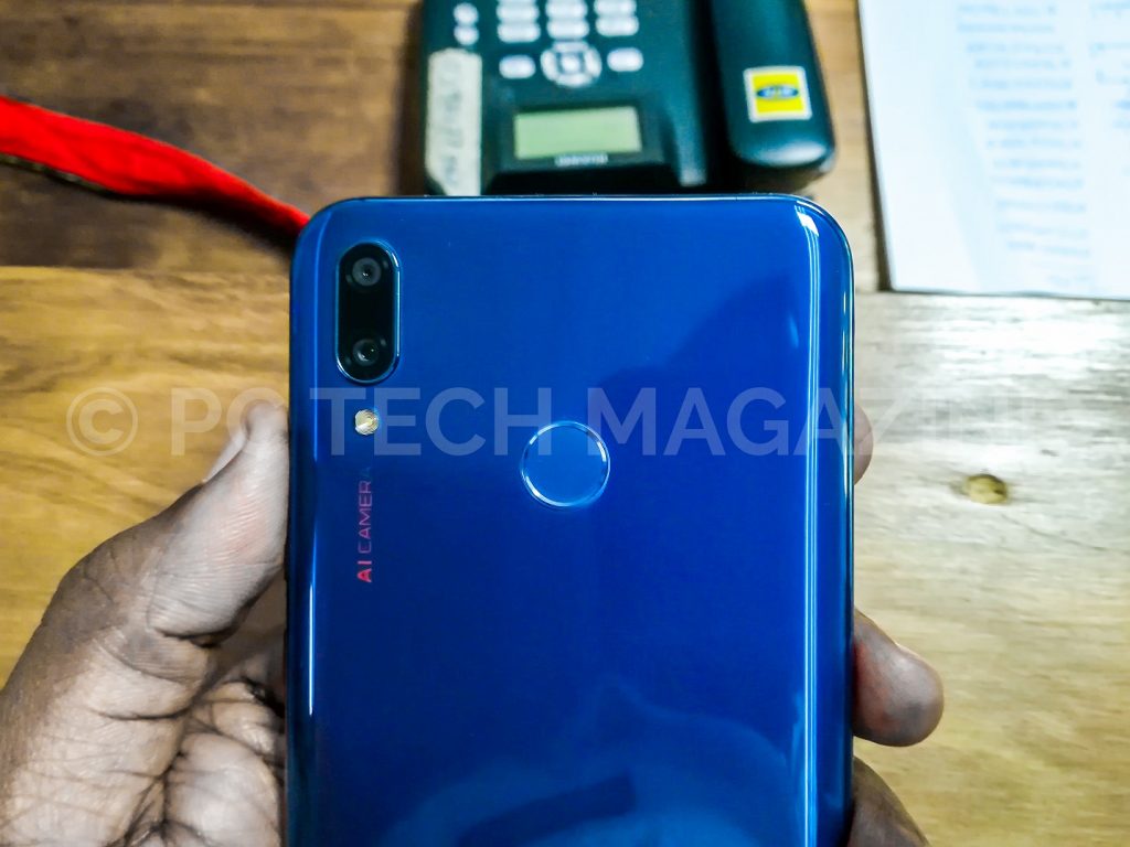 The setup is a dual rear sensors, 13MP—with an aperture of f/2.0 and 2MP—with an aperture of f/2.4. (Photo - PC TECH MAGAZINE/Olupot Nathan Ernest)