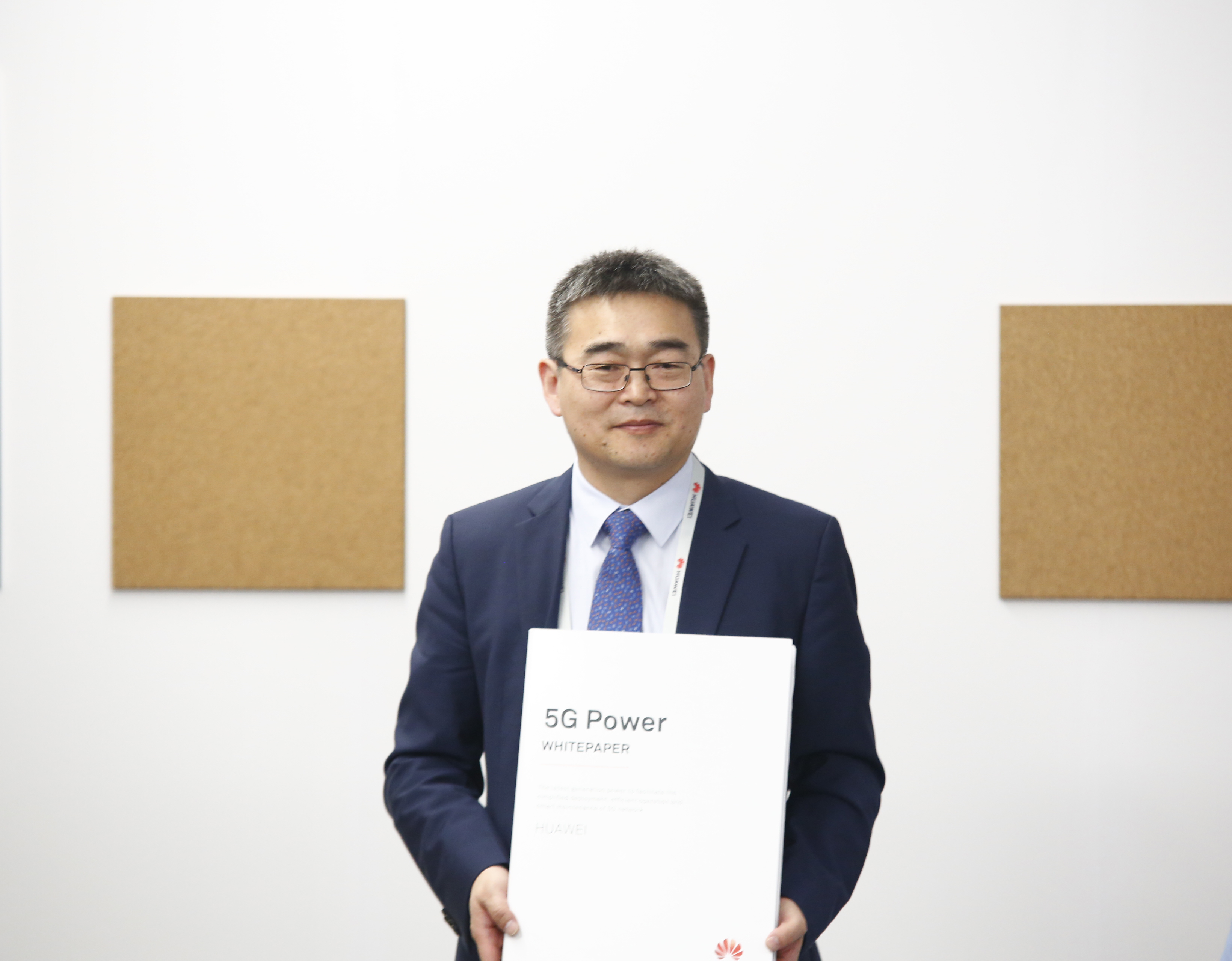 Fang Liangzhou, Vice President of Huawei Network Energy Product Line, shows off the released the 5G Energy White Paper at MWC 2019 in Barcelona | Courtesy Photo.