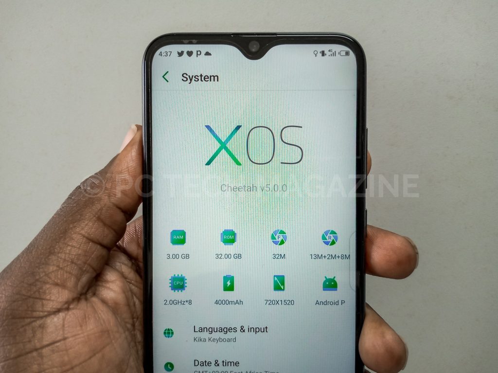The Android 9 (pie) on the Infinix S4 is coupled with the new XOS cheetah v5.0.0 which cleaned out to provide convenience and speed.