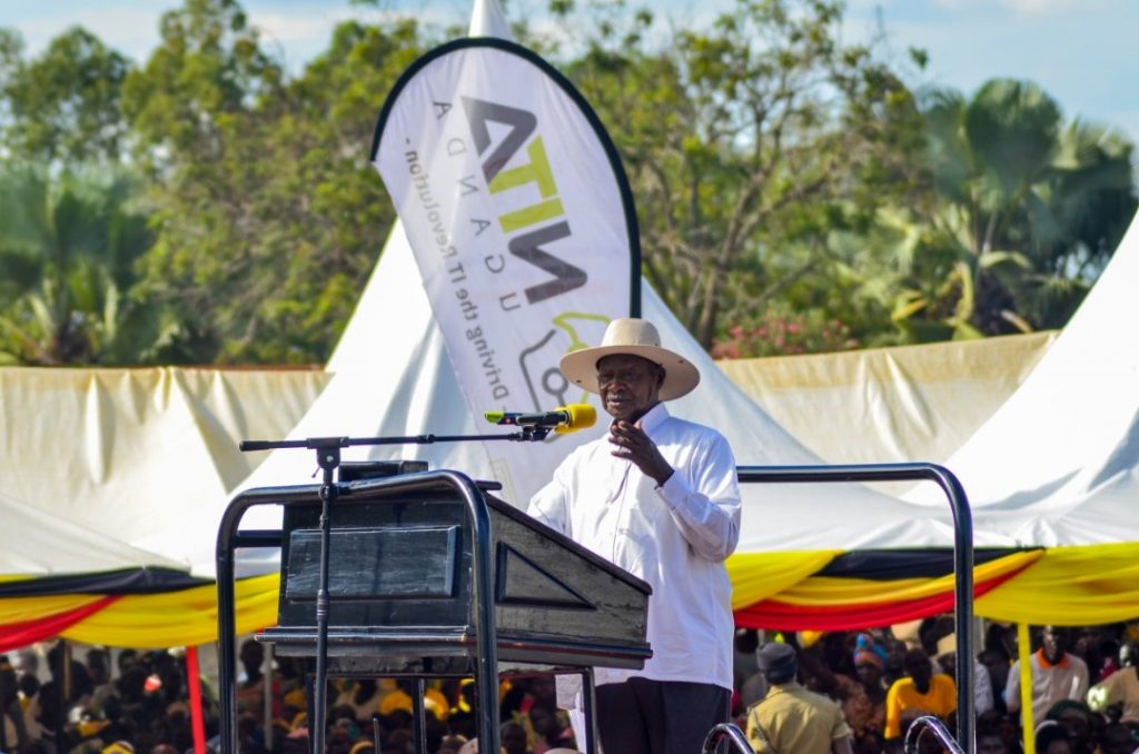 H.E President Yoweri Museveni speaking at the official launch of the NBI Project in Koboko district at St Charles secondary school on Saturday May, 11th 2019. Huawei to handle the internet cables implementation.