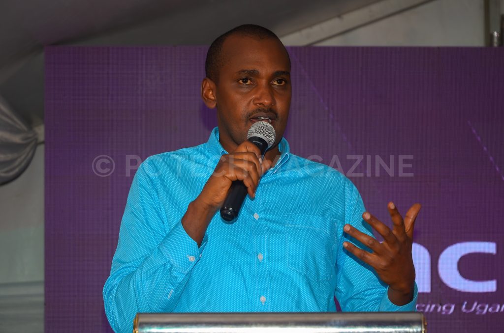 Minister of ICT and National Guidance, Hon. Frank Tumwebaze speaking during the launch of the Refactory Program at Clarke International University on Wednesday 13th, June 2019.