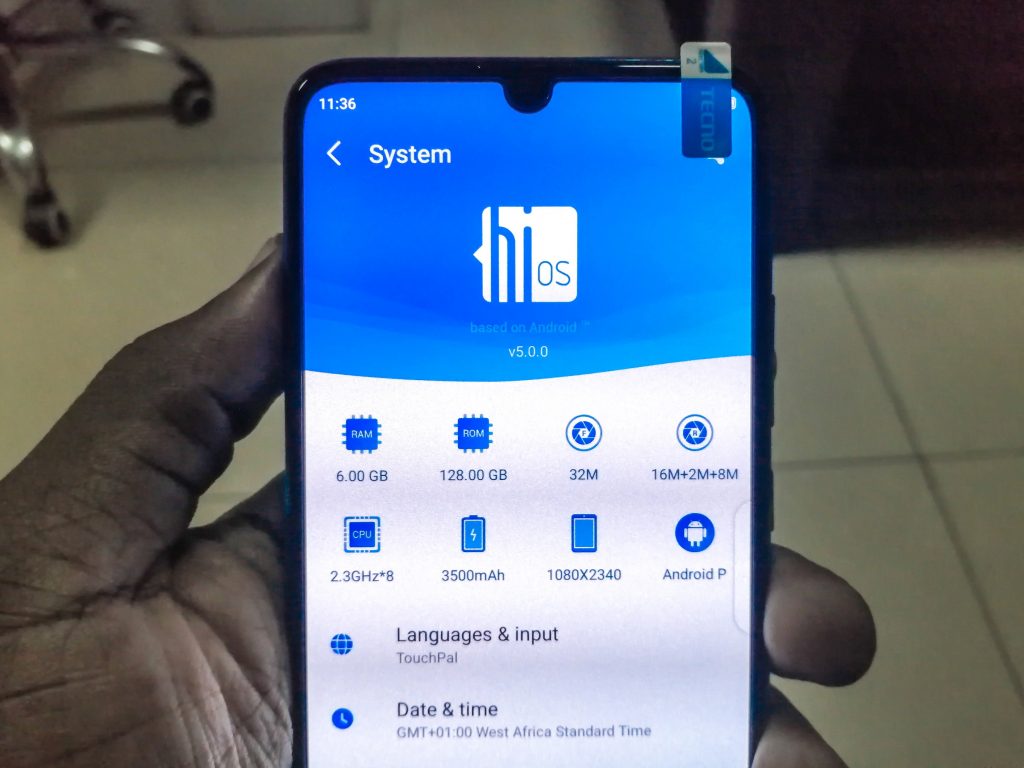 Tecno Phantom 9 supports the hiOS UI which is topped on the Android 9.0 (Pie). Photo by: PC TECH MAGAZINE/Olupot Nathan Ernest