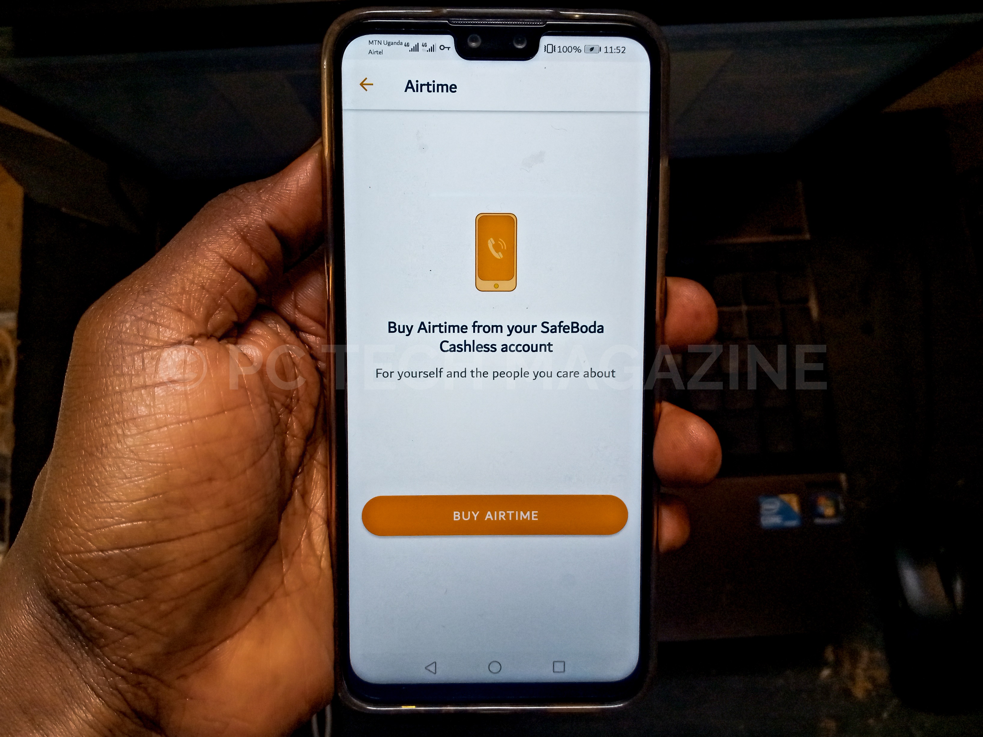Buying airtime from the safeboda cashless account.