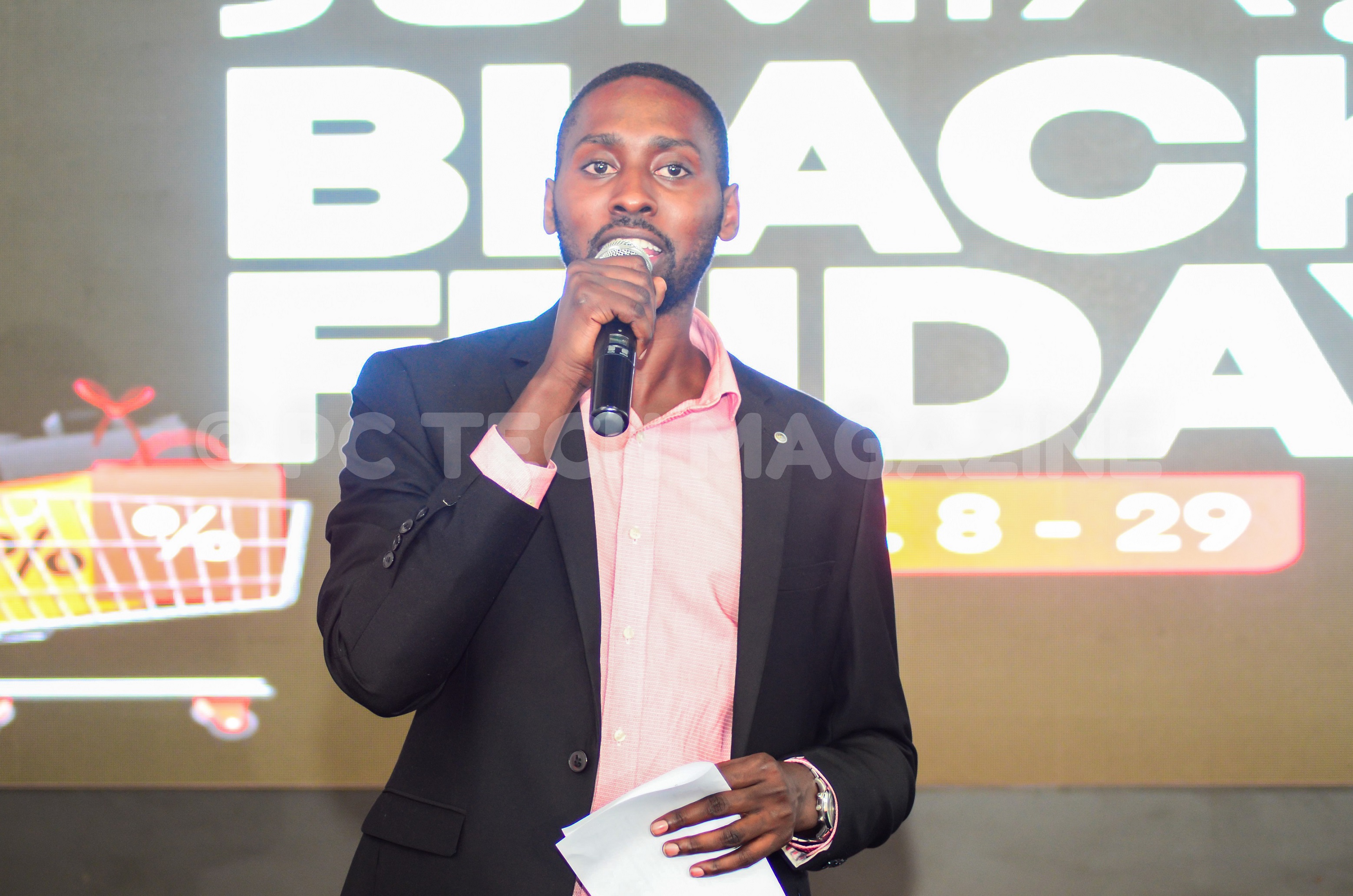 Jumia Uganda CEO Ron Kawamara speaking to media at the launch of the 2019 Black Friday. Photo by/OLUPOT NATHAN ERNEST | PC TECH MAGAZINE