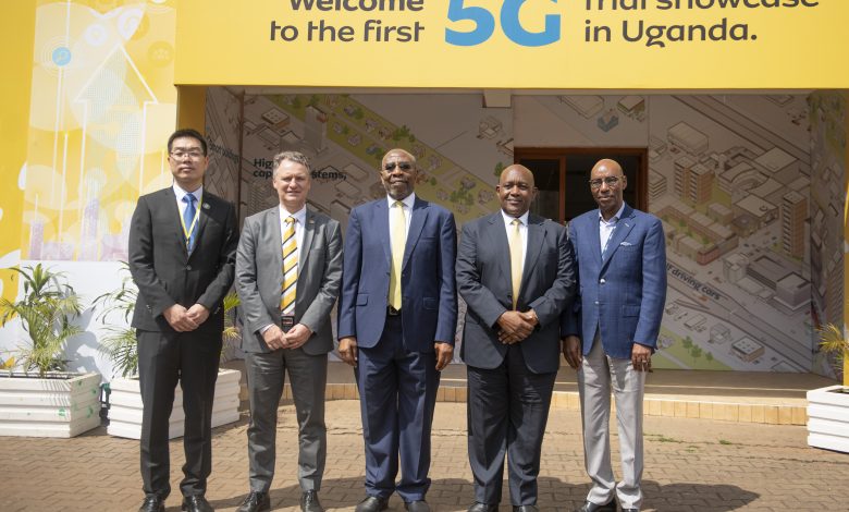 In Pictorial (L-R): ZTE Corporation VP Southern African Region; Yi Yahua, MTN Uganda CEO; Wim Vanhelleputte, Prime Minister; Rt. Hon. Ruhakana Rugunda, MTN Uganda Chairman BODs; Charles Mbire, and UCC Executive Director; Eng. Godfrey Mutabazi pose for a group photo after officially launching a pilot 5G demo at the MTN Uganda head offices in Nyonyi Gardens.