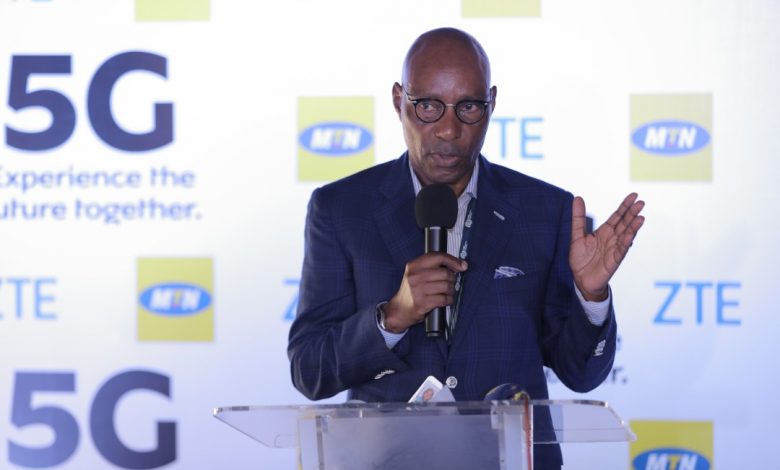UCC Executive Director; Eng. Godfrey Mutabazi, speaking at the launch of 5G pilot demo in Uganda at the MTN Uganda Head Offices in Nyonyi Gardens. Photo by Olupot Nathan Ernest | PC TECH MAGAZINE