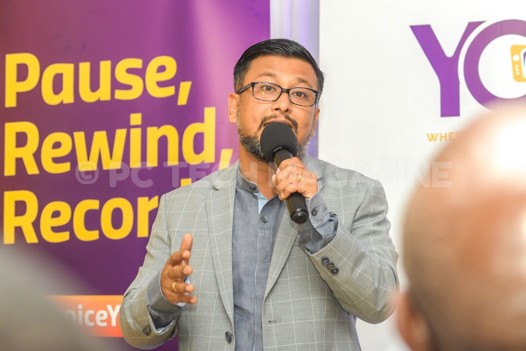 MTN Uganda Ag. Chief Marketing Officer, Sen Somdev addressing reporters on partnership with YoTV at the MTN head offices in Nyonyi Gardens in Kampala on Monday 10th, February 2020. Photo by: PC TECH MAGAZINE/Olupot Nathan Ernest