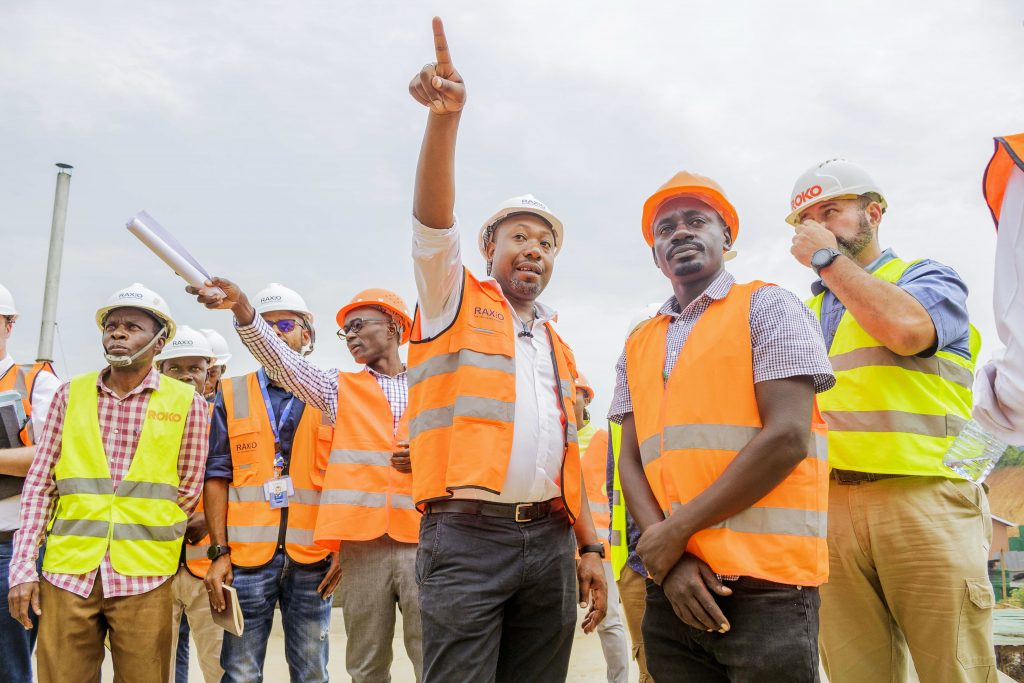 James Byaruhanga with other project members at the Raxio Data Centre construction site in Namanve.