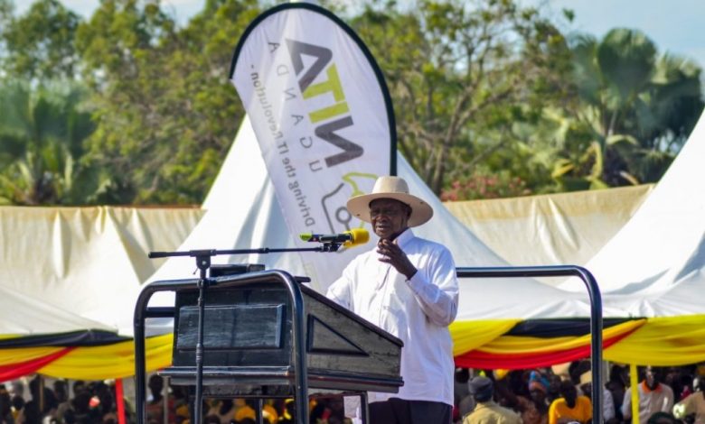 NBI Project part of NRM's manifesto 2016-2021 pledges. (PICTURED) H.E President Yoweri Museveni speaking at the official launch of the NBI Project in Koboko district at St Charles secondary school on Saturday May, 11th 2019.
