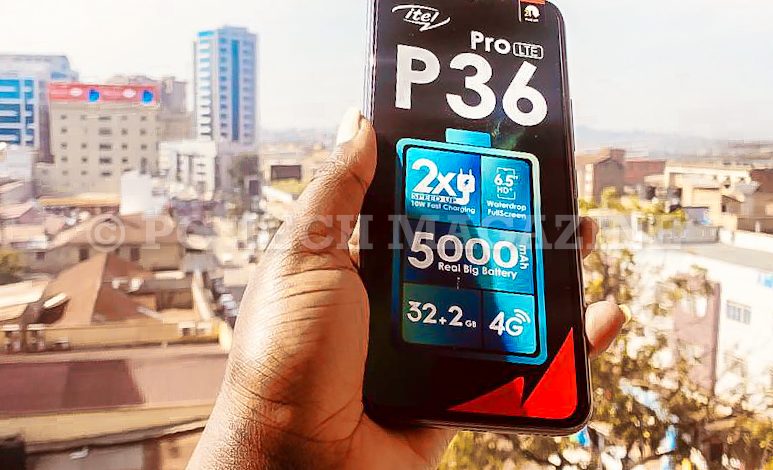 A customer holds up the itel P36 Pro LTE, the supports 4G connections first of kind in itel smartphones. (PHOTO BY: Lindah Nakityo)