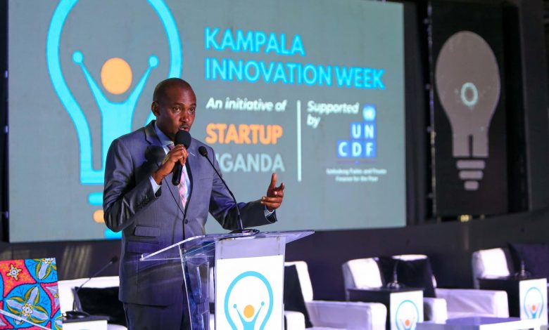 Former Minister of ICT and National Guidance; Hon. Frank Tuwembaze addressing the audience at the KIW 2019.Courtesy Photo: KIW