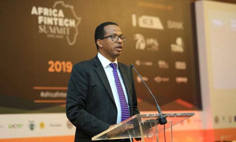 H.E. Dr. -Ing Getahun Mekuria, Minister of Innovation & Technology, Ethiopia speaking at the Africa Fintech Summit in Addis Ababa in November last year. Courtesy Photo: Africa Fintech Summit