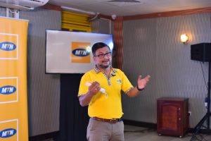 MTN Uganda Chief Marketing Officer; Sen Somdev addressing journalists at Hotel Africana during the launch of the MTN Freedom bundles. (Photo by Edgar Hamala)