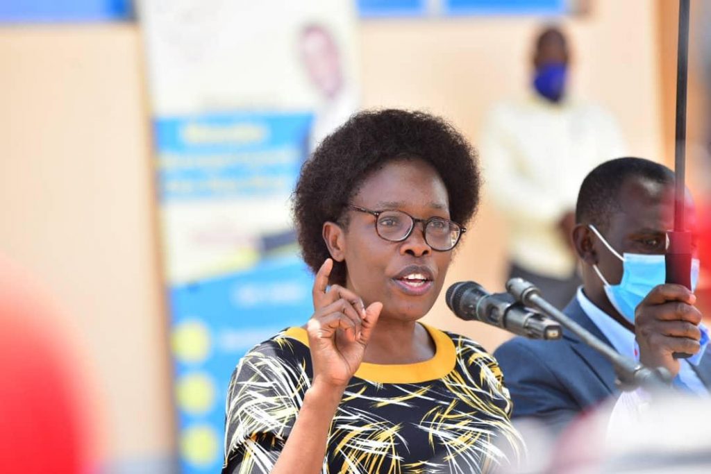 Minister for ICT and National Guidance, Hon. Judith Nabakooba speaking at the opening of URSB branch in Masaka. (COURTESY PHOTO)