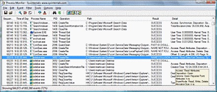 The Windows Process Monitor is a utility that shows the file system, threads, and Registry of a process in real-time. 