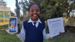 Soliyana Gizaw Hunde, ten year-old Ethiopian coder and winner of the inaugural AfriCANCode Challenge developed Mathstainment game to create awareness about Covid-19. (PHOTO: SAP)