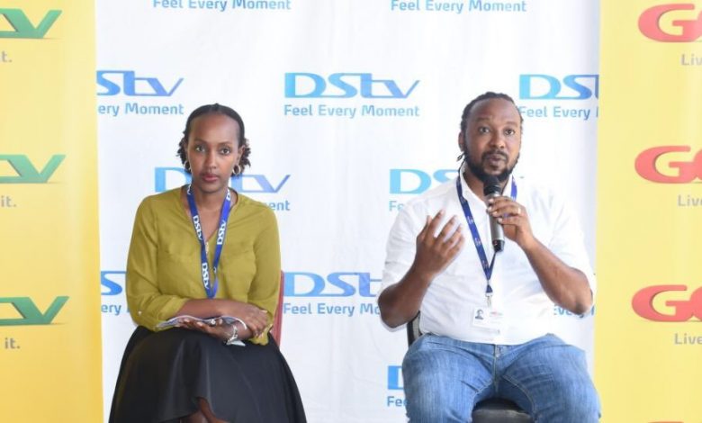 Joan Semanda Kizza; PR and Communications Manager MultiChoice Uganda (left) and Colin Asiimwe, Head of Marketing MultiChoice Uganda (right) addressing journalists at their head offices in Kololo. (COURTESY PHOTO)