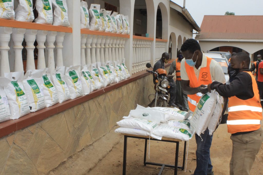 Yuvraj TVS contributes over 500 bags of 5kg maize flour and beans to safeboda drivers. (COURTESY PHOTO)