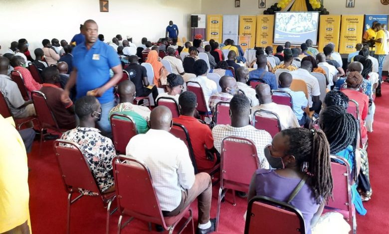 One of the MTN IPO Town hall meetings in session at the Kolping Hotel in Hoima.