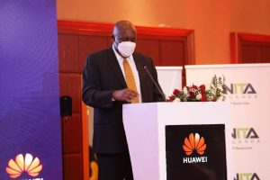 Chris Baryomunsi delivering his remarks at the Huawei ICT Congress 2022.