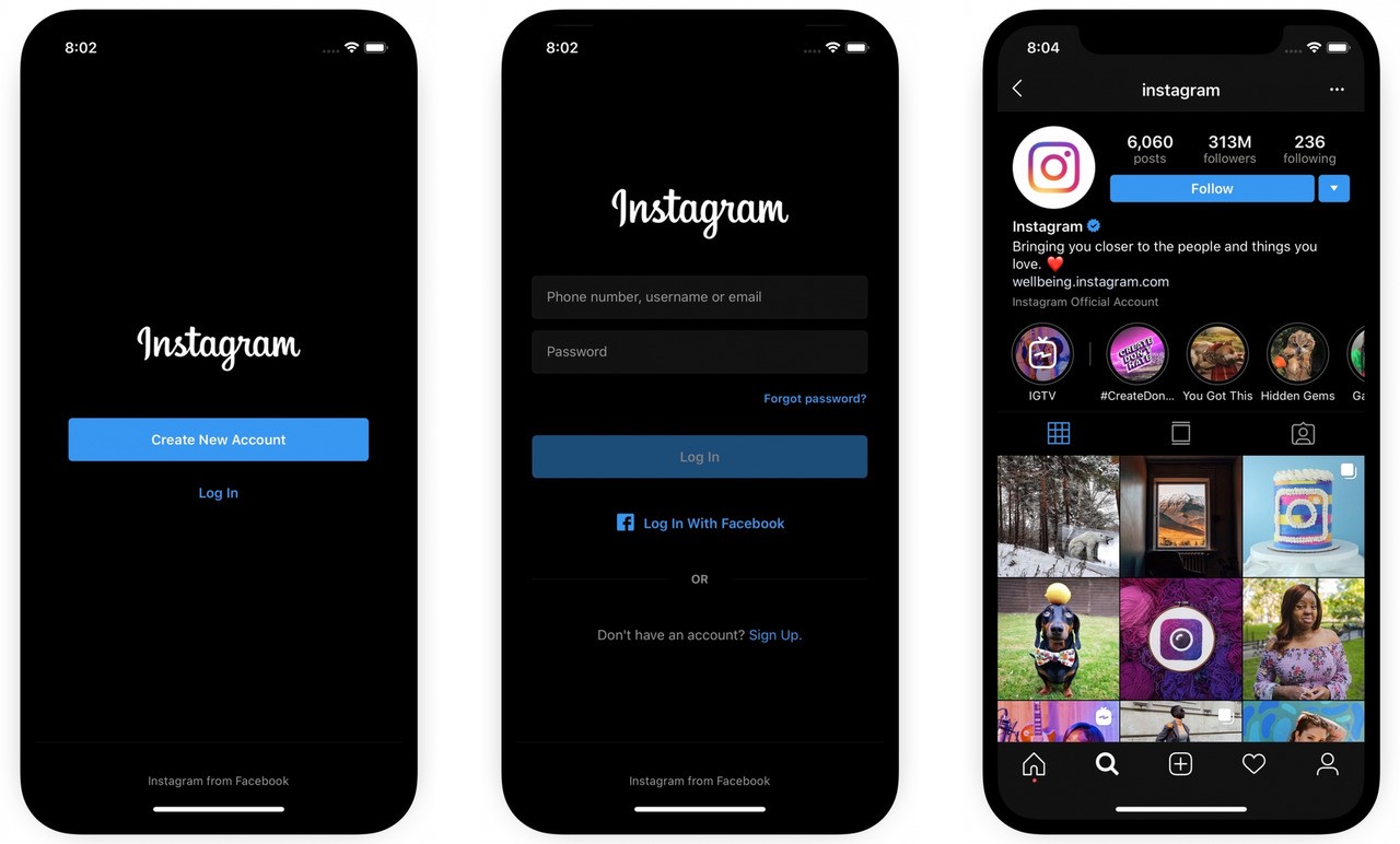 instagram dark mode pc app