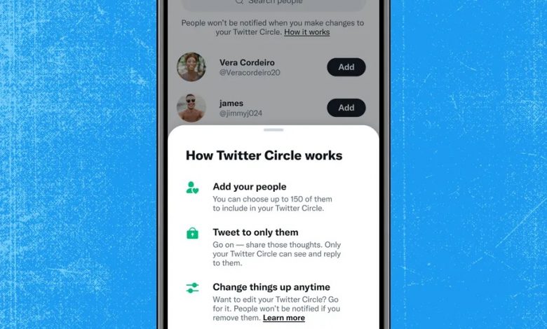 Twitter Circle lets you share your posts with a smaller group of people of up to 150 people to your Circle, whether they follow you or not. (IMAGE: Twitter)