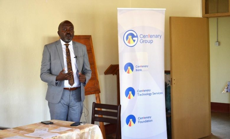 Cente-Tech’s Steven Kirenga makes a presentation to the Nebbi Bishop and all parish priests. (PHOTO: Cente-Tech)