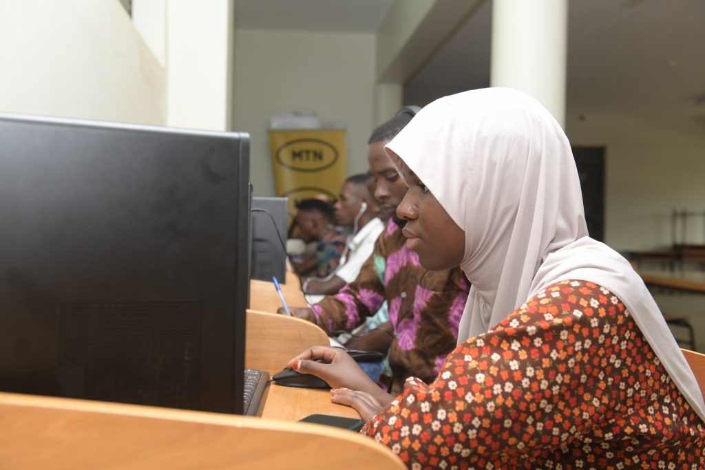 Students of Uganda Technical College, Kyema using computers. The ICT lab was furnished with support from MTN Uganda and Enabel.