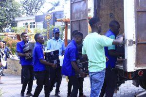 MTN Uganda donating e-waste items monitors, desktops, and laptops to Makerere University to be revamped and donated to rural secondary schools.