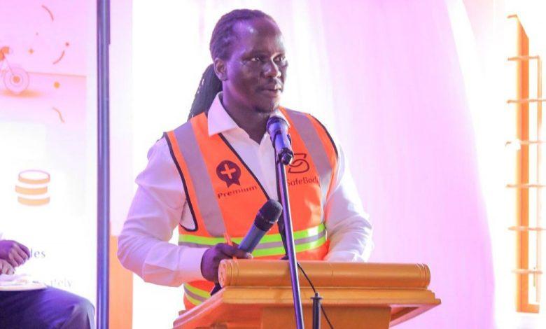 Ricky Rap Thomson, Co-Founder and Director of SafeBoda addressing the press at the launch of the company's two new services on the SafeBoda app. The launch was held at the company's head offices in Kyebando.