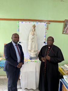 Kasese Catholic Diocese’s Bishop Francis Aquirinus Kibira (right) and Cente-Tech’s CTO, Peter Kahiigi. COURTESY PHOTO