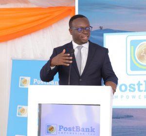 Julius Kakeeto, the Managing Director at PostBank giving his remarks during the launch of Wendi Wallet in Bukedea.