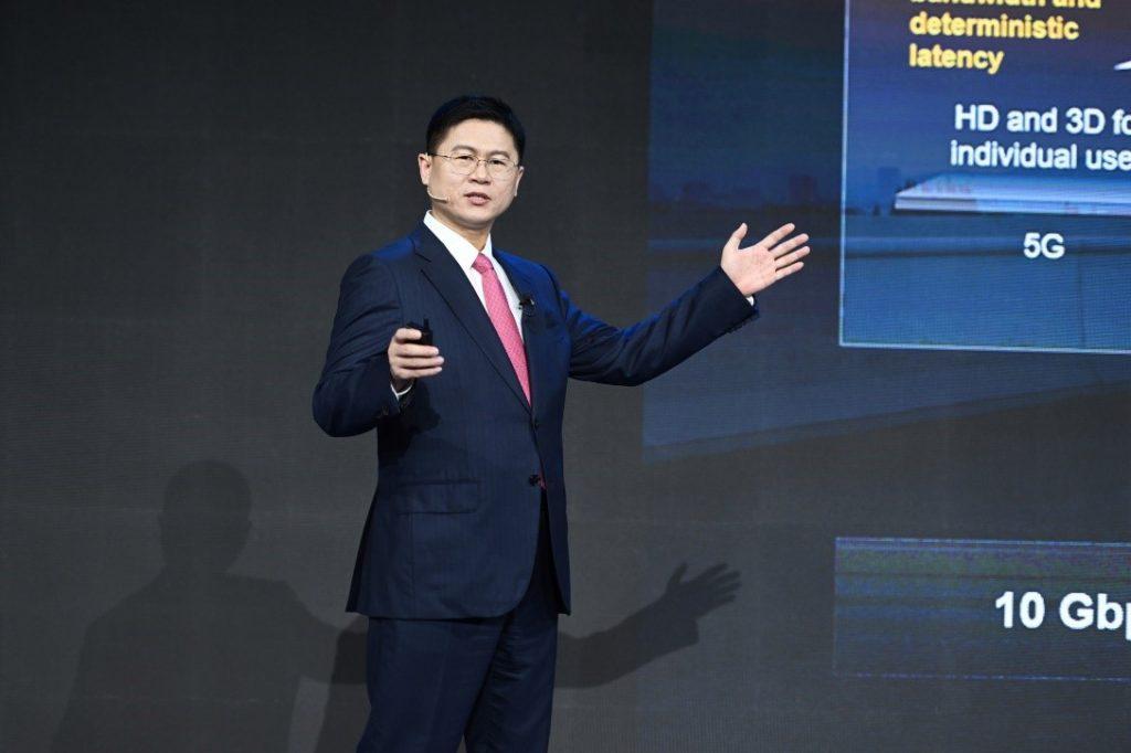 Li Peng speaking about 5G technology at the 2023 MWC Shanghai in China. COURSTEY PHOTO